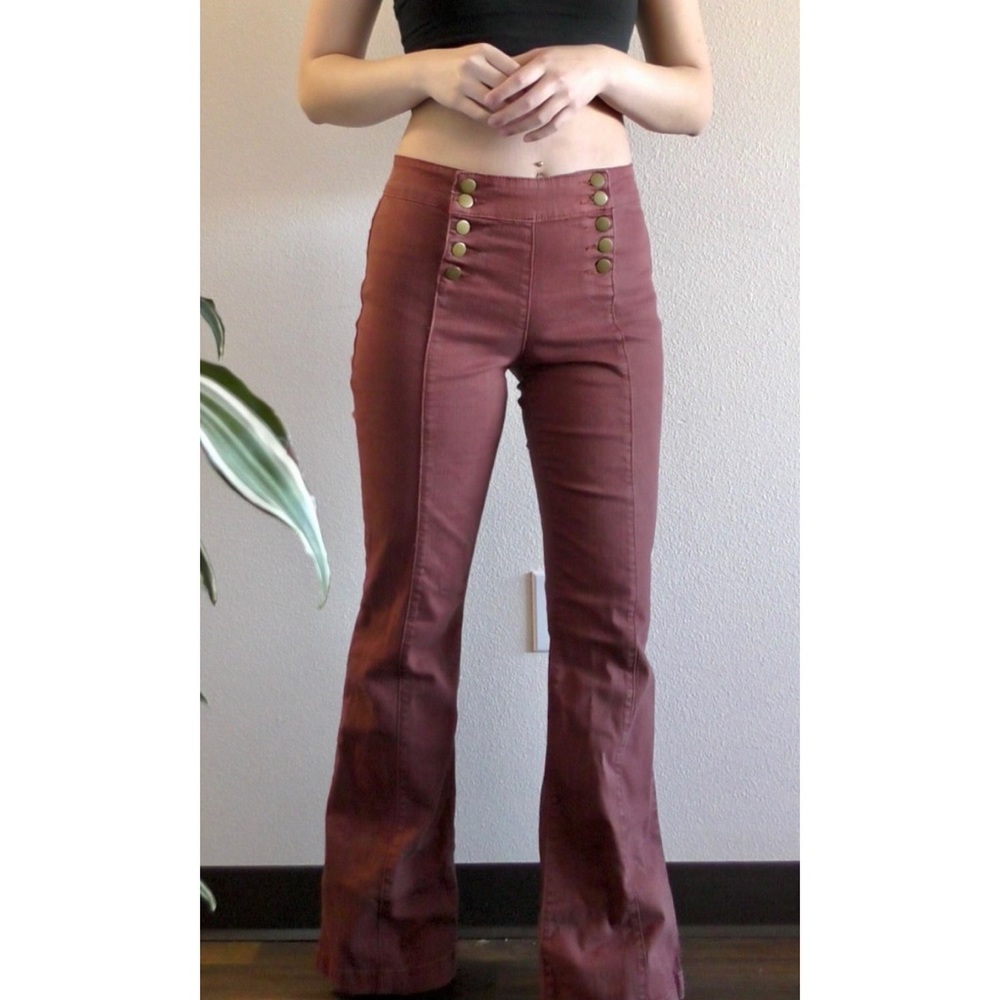 rust flare jeans